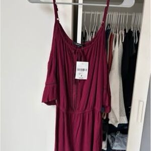 Ambiance Maroon Tie-Front Top